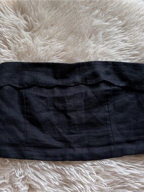 Abercrombie & Fitch Scallop Black Strapless Crop Top